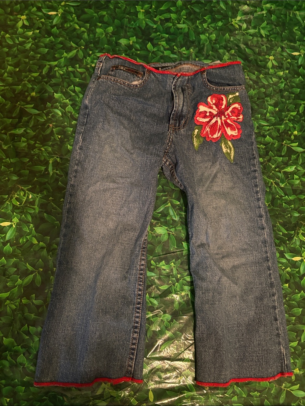 lei Girls Blue Denim Jeans with Red Trim
